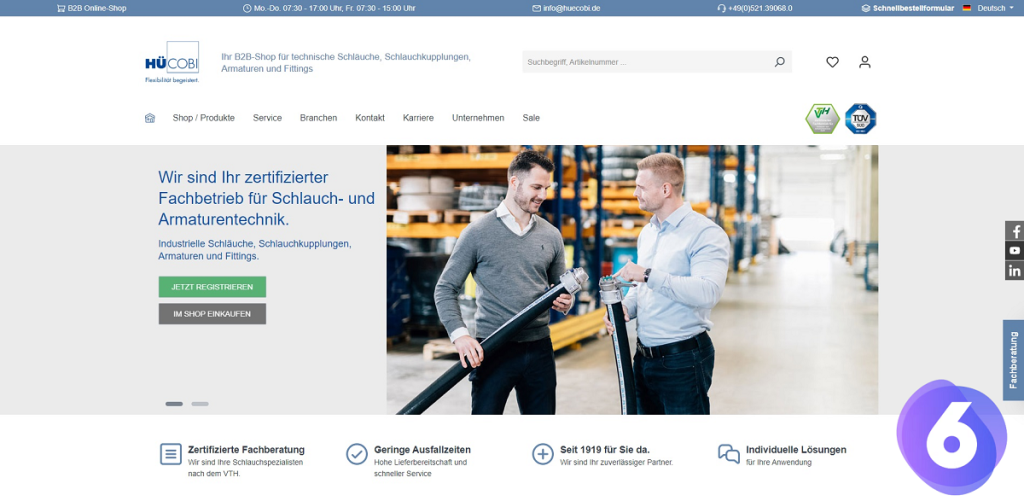 Hücobi Referenz Shopware 6 B2B Onlineshop
