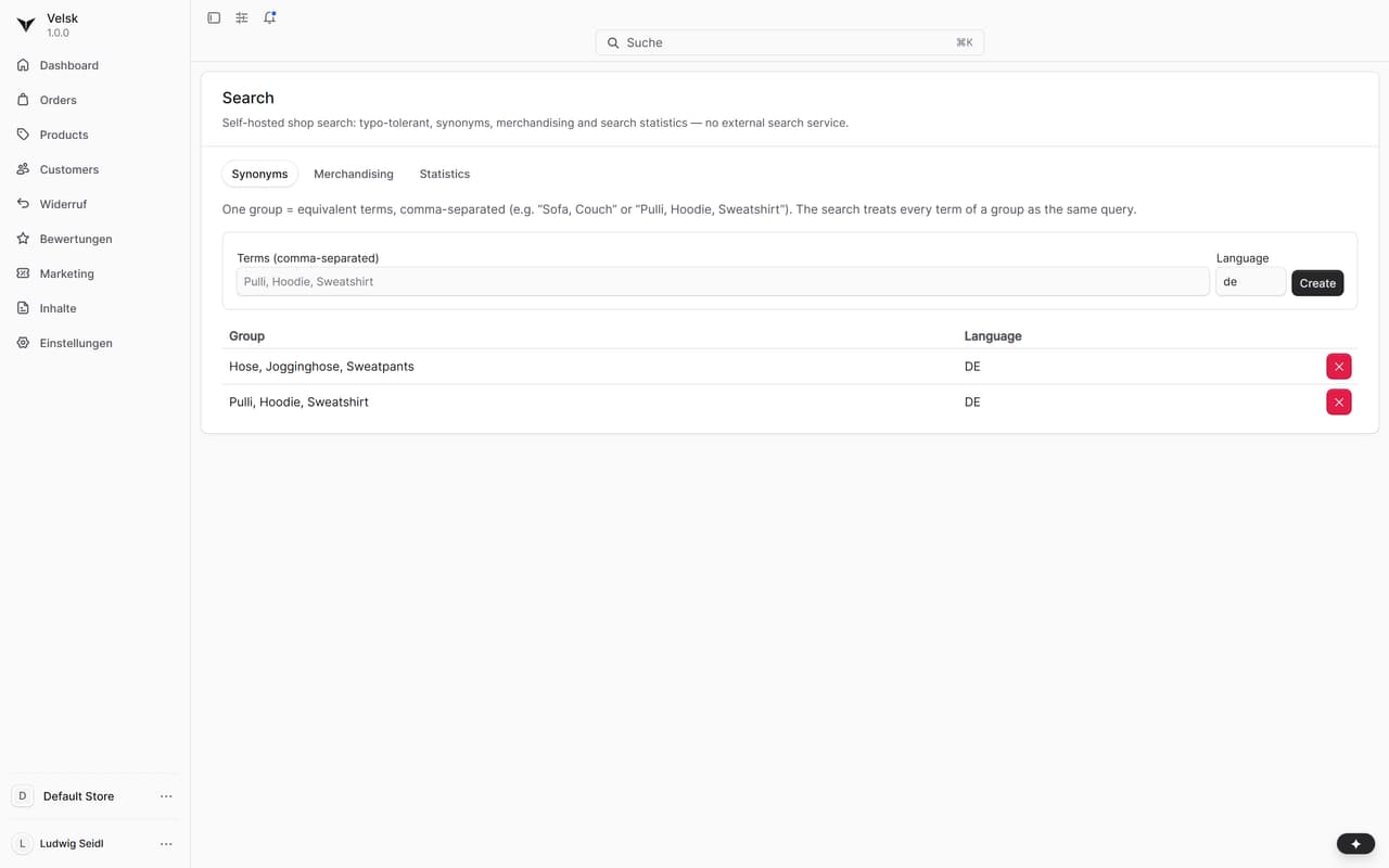 Suche — Synonyme & Merchandising-Boosts
